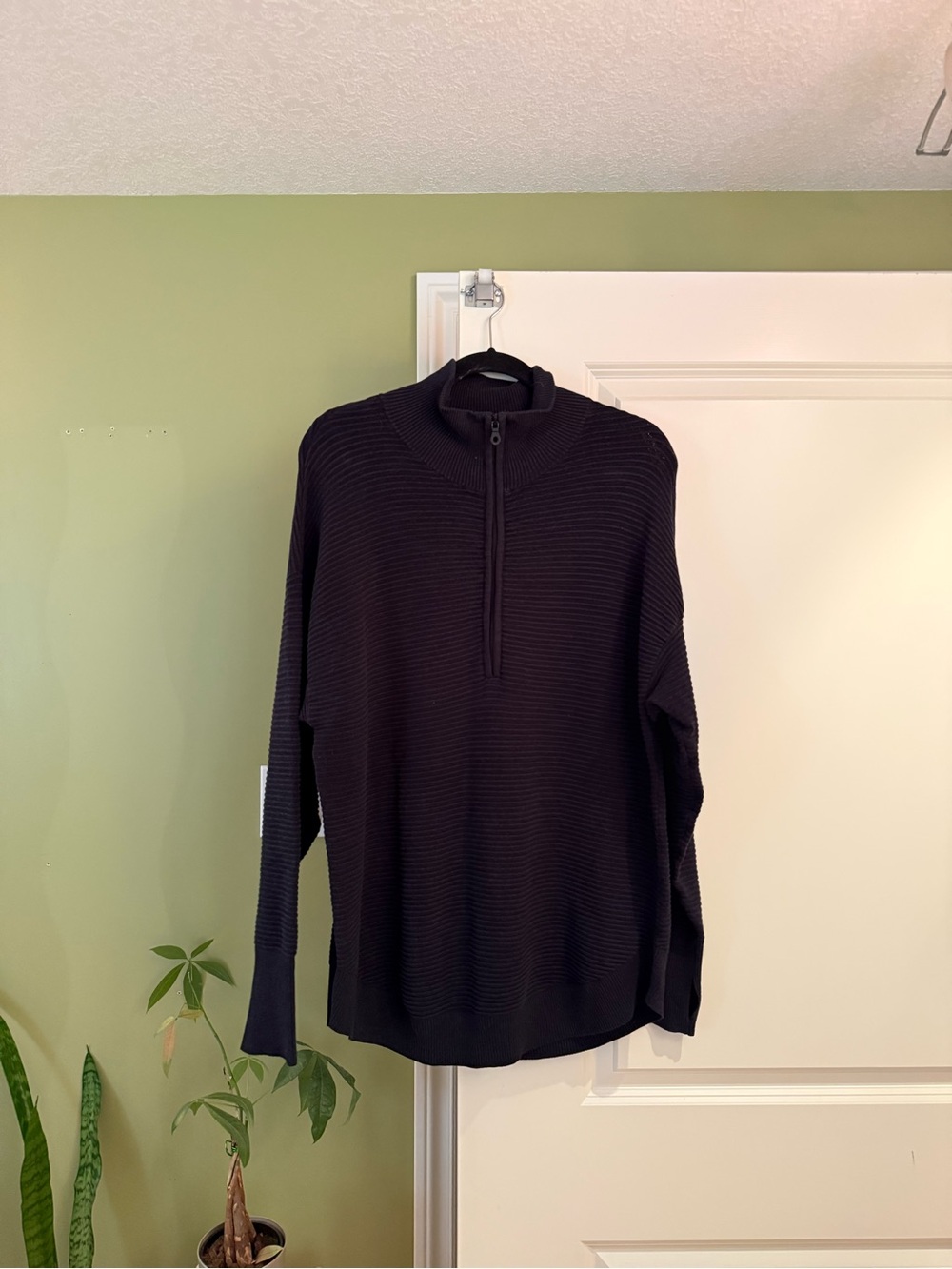 OFFLINE by Aerie Black Ribbed Quarter Zip Sweater L